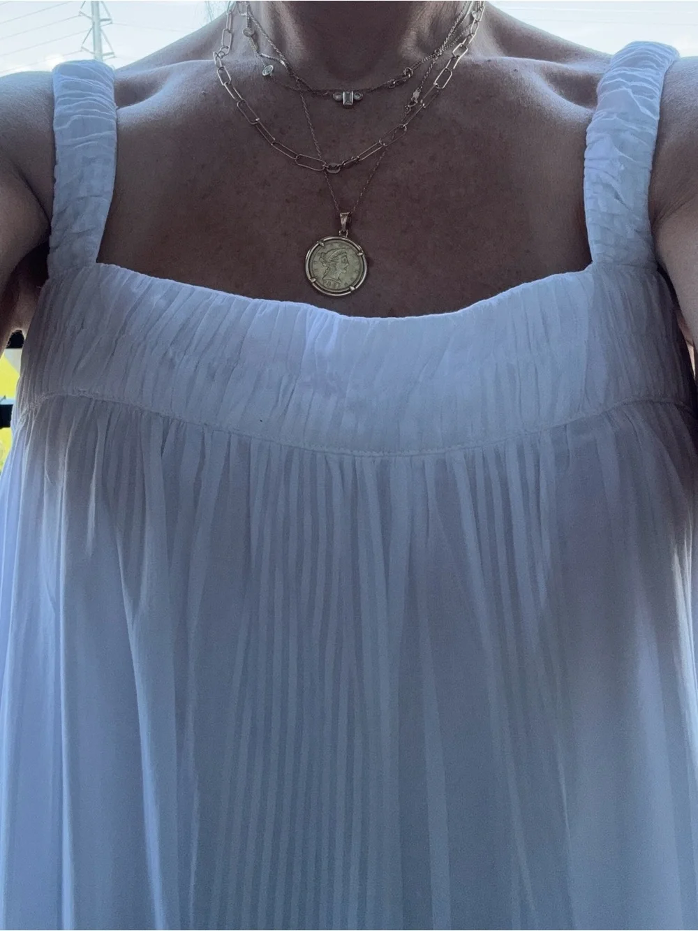 NWT Abercrombie & Fitch White Tiered Maxi Dress with pockets | Size M | Resort